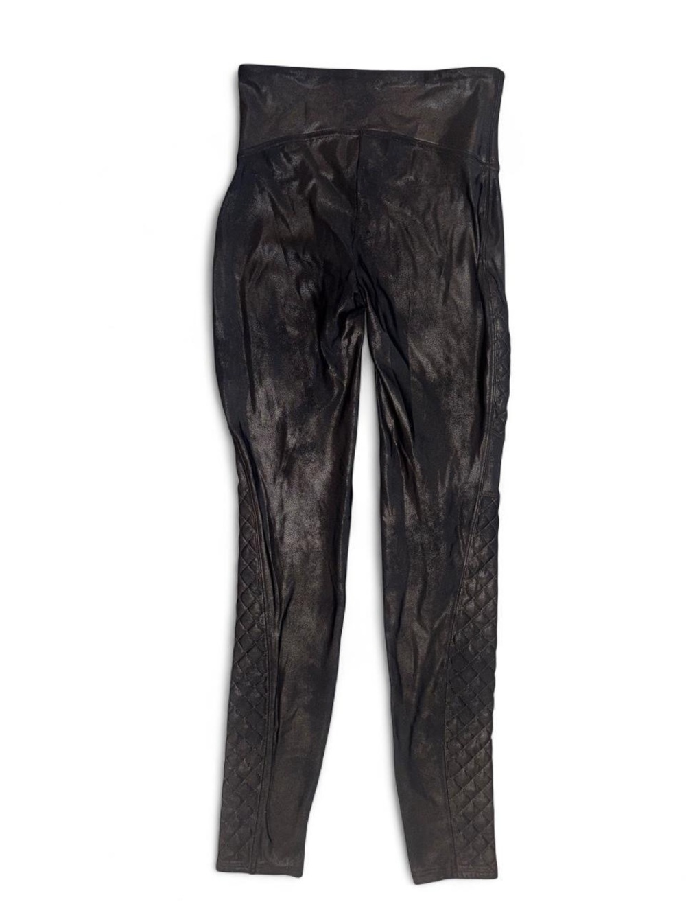 SPANX Black Quilted High-Waist Faux Leather-Effect Leggings - Picture 2 of 2